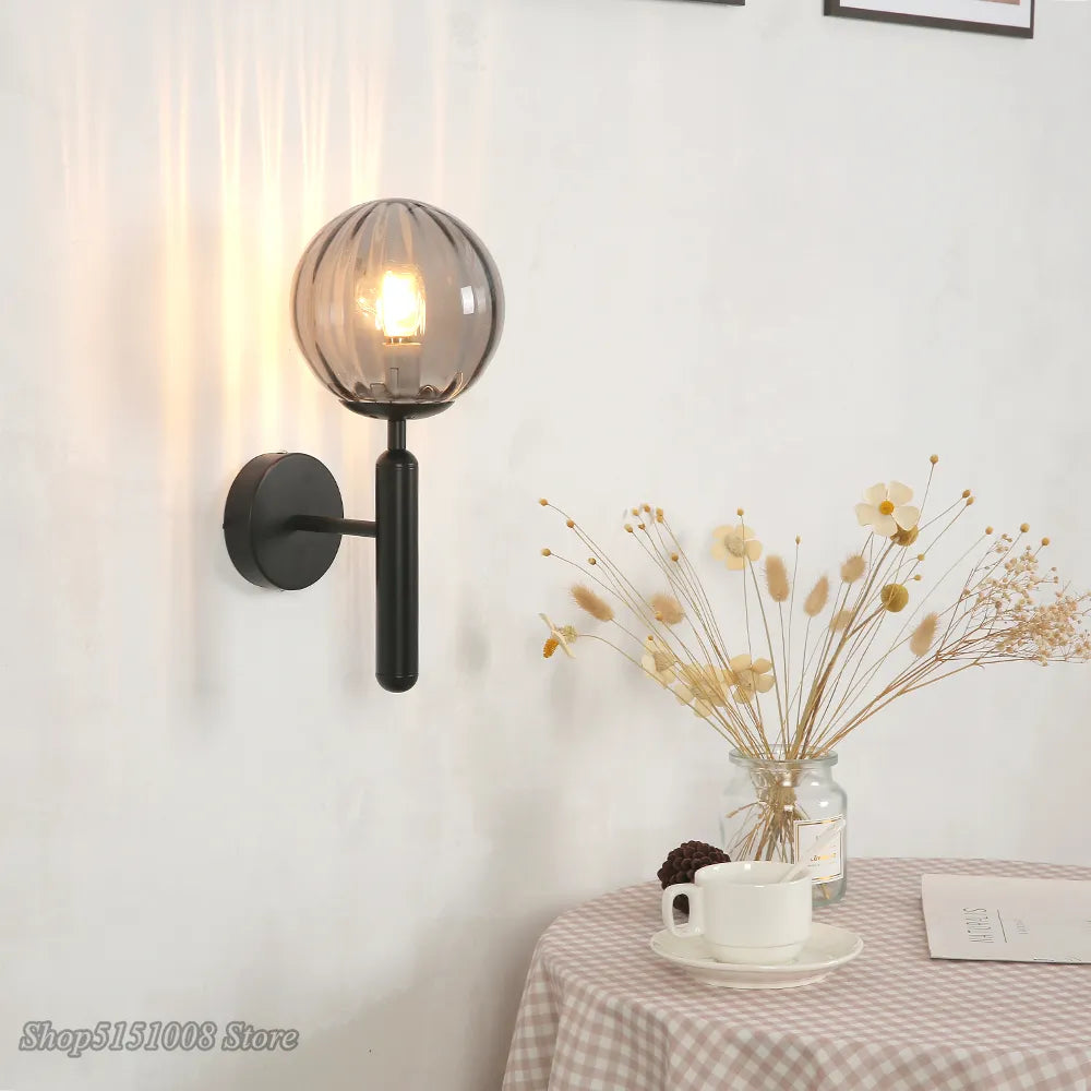Applique nordique chambre moderne à côté de boule de verre applique murale LED luminaire applique éclairage salle de bain miroir escalier lumière Luminaria