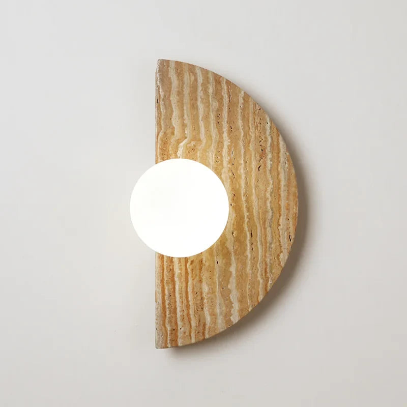 applique murale vintage demi-cercle en pierre naturelle avec led