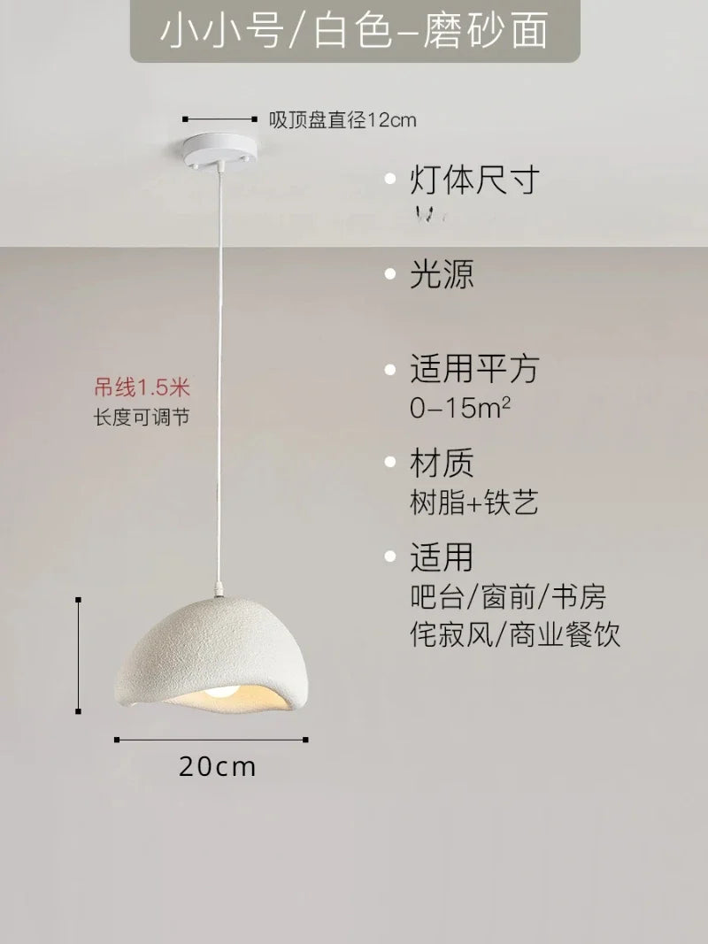 suspension led wabi-sabi nordique en résine pour café loft