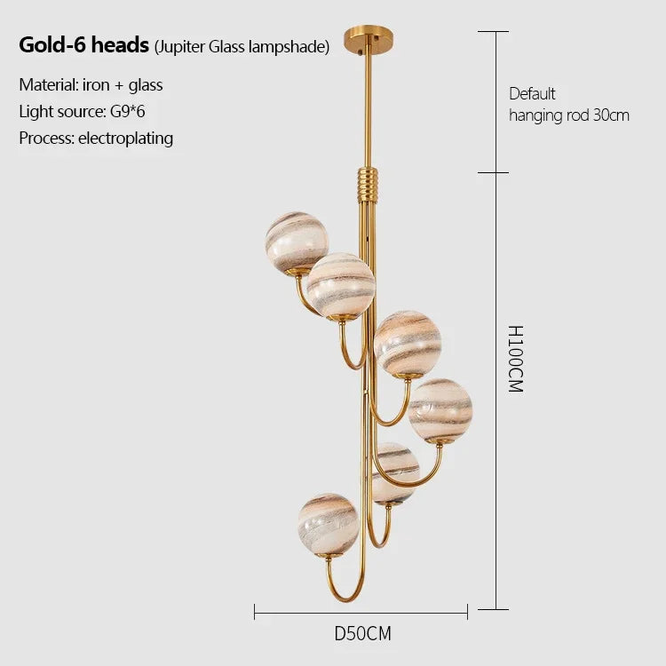 lustre moderne en verre lumineux pour décoration intérieure élégante