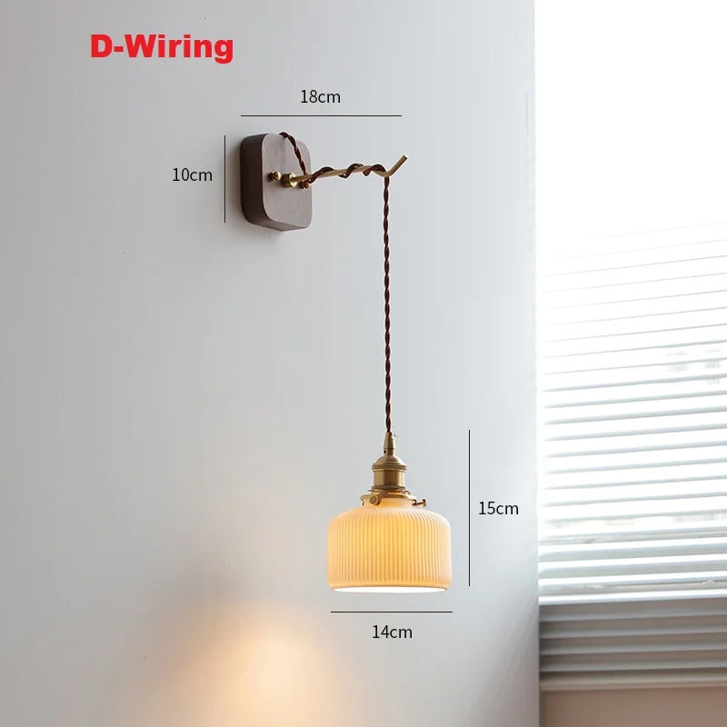 applique murale led moderne en bois de noyer nordique wabi-sabi