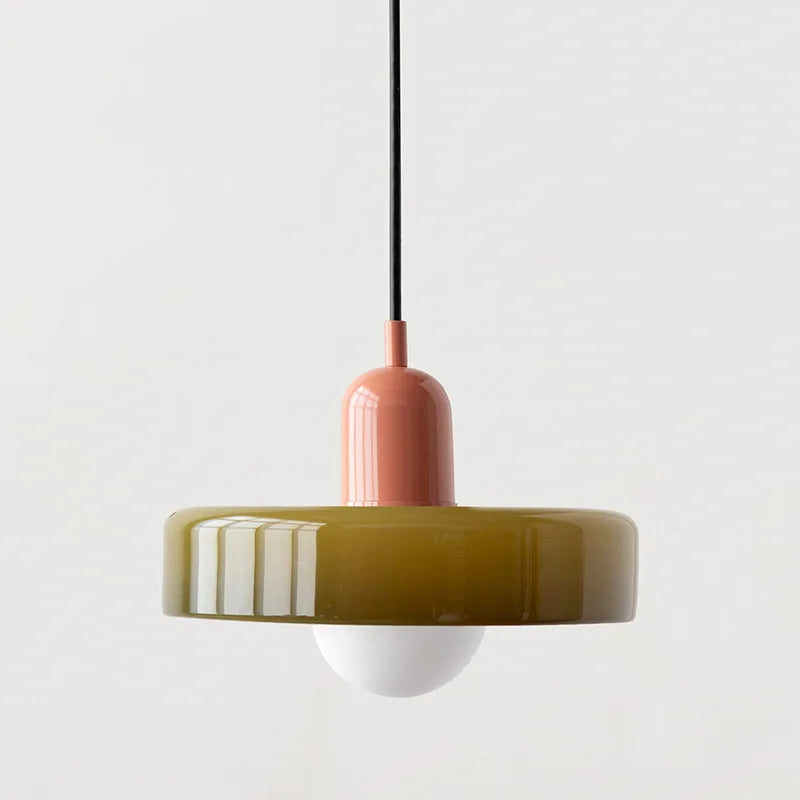 lustre moderne suspendu en verre coloré pour intérieur