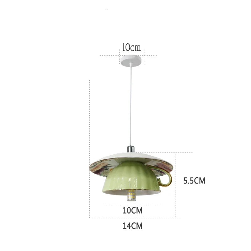 suspension en céramique design art thé éclairage led g4