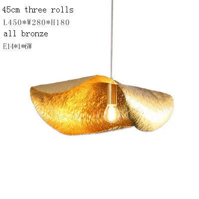 Suspension de luxe en cuivre feuille de lotus design rétro