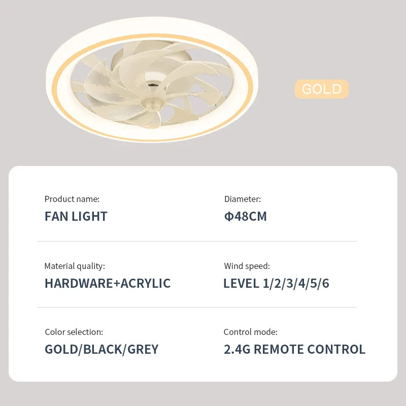 ventilateur intelligent avec lumières et télécommande décoratif