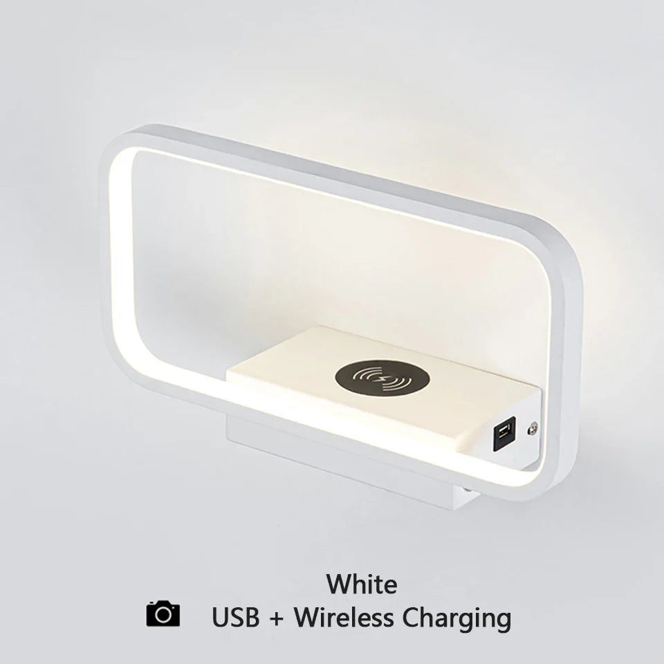 applique murale moderne tactile avec variateur et charge usb sans fil