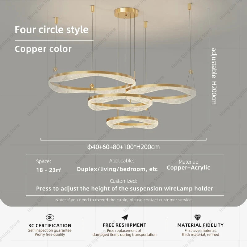 lustre moderne à led pour décoration intérieure élégante et contemporaine