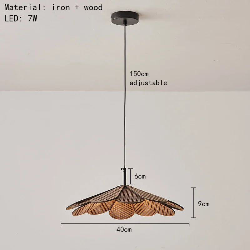 suspension en bois japonais style pétale pour intérieur chaleureux