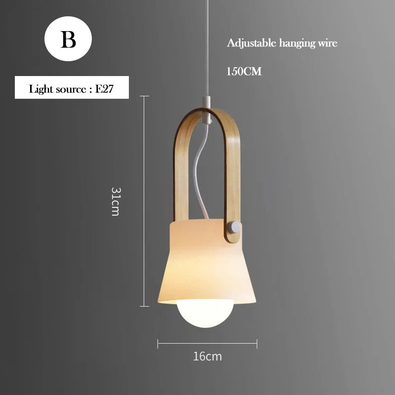 lustre en verre et bois design moderne minimaliste pour intérieur
