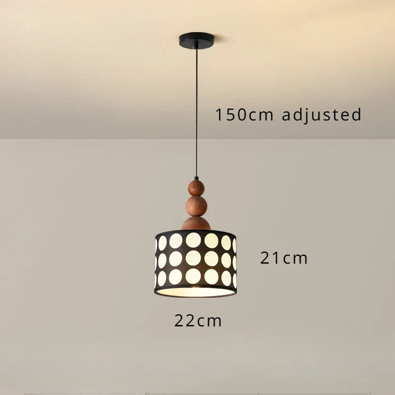 lustre rétro à pois en noyer pour décoration intérieure