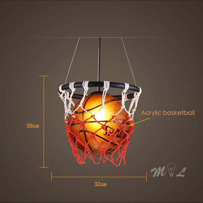 suspension en acrylique avec design panier de basket-ball
