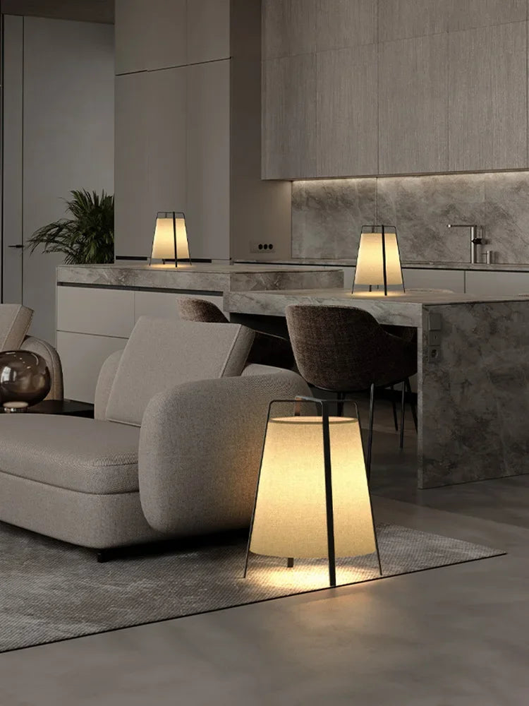 lampadaire japonais en tissu rétro pour décoration intérieure