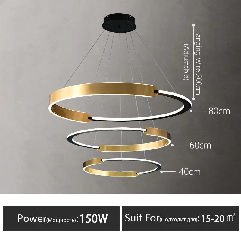 lustre moderne en anneau design pour décoration intérieure