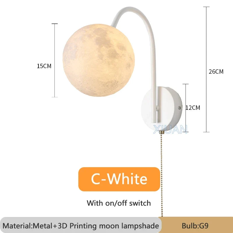 applique murale nordique en bois avec cordon interrupteur design coton