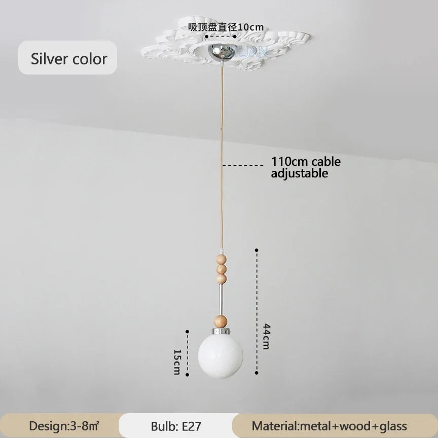 suspension vintage en verre et bois led