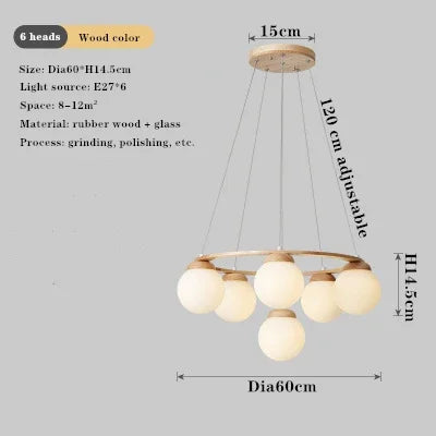 lustre à led design multi têtes en verre pour intérieur moderne