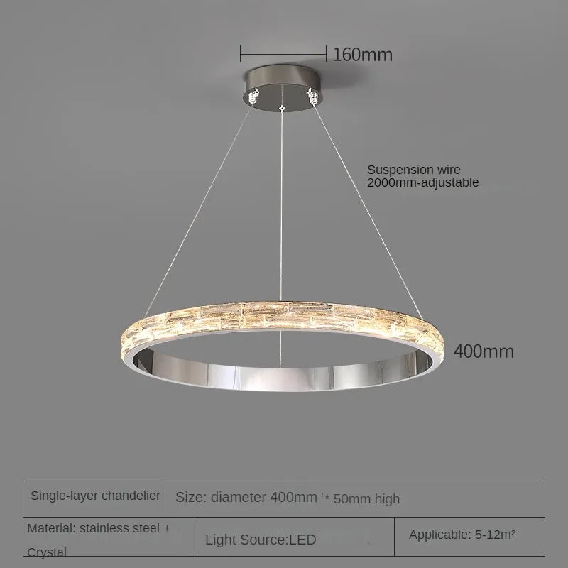 suspension en cristal luxueuse en acier inoxydable moderne