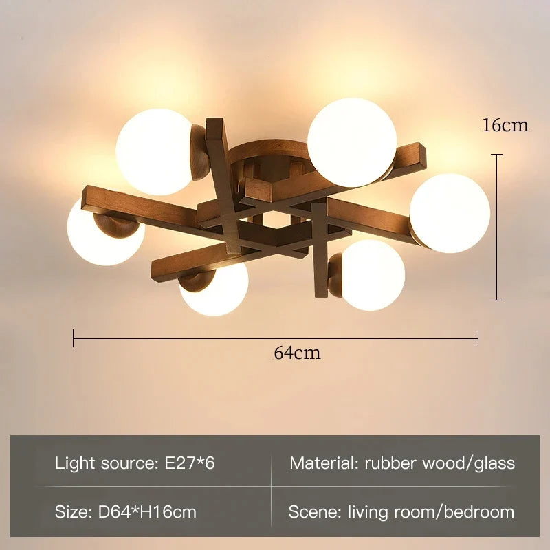 lustre en bois nordique design lumineux pour décoration intérieure