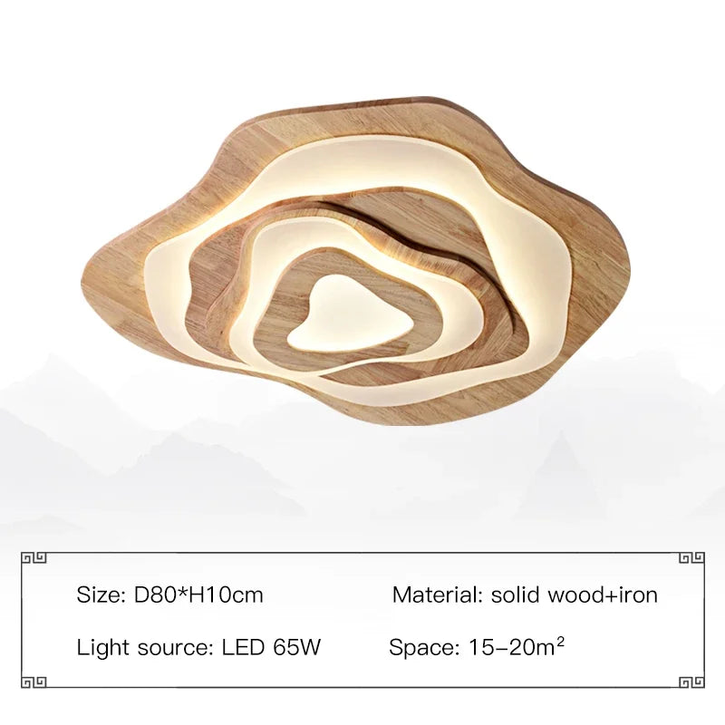 plafonnier led en bois design nordique avec télécommande