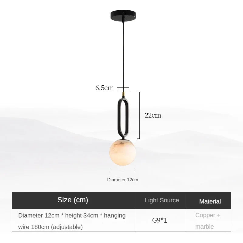 Simple and Luxurious Bedroom, Bedside G9 Small Chandelier Living Room Sofa Background Wall All Copper Natural Marble Decoration