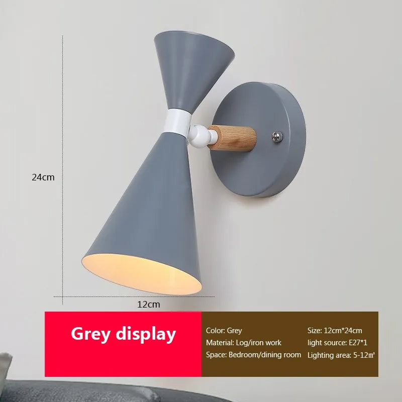 Applique murale de chevet LED nordique en bois