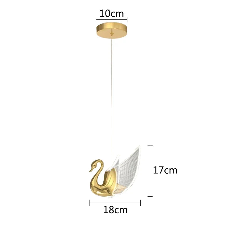 lustre suspendu led nordique design cygne de luxe