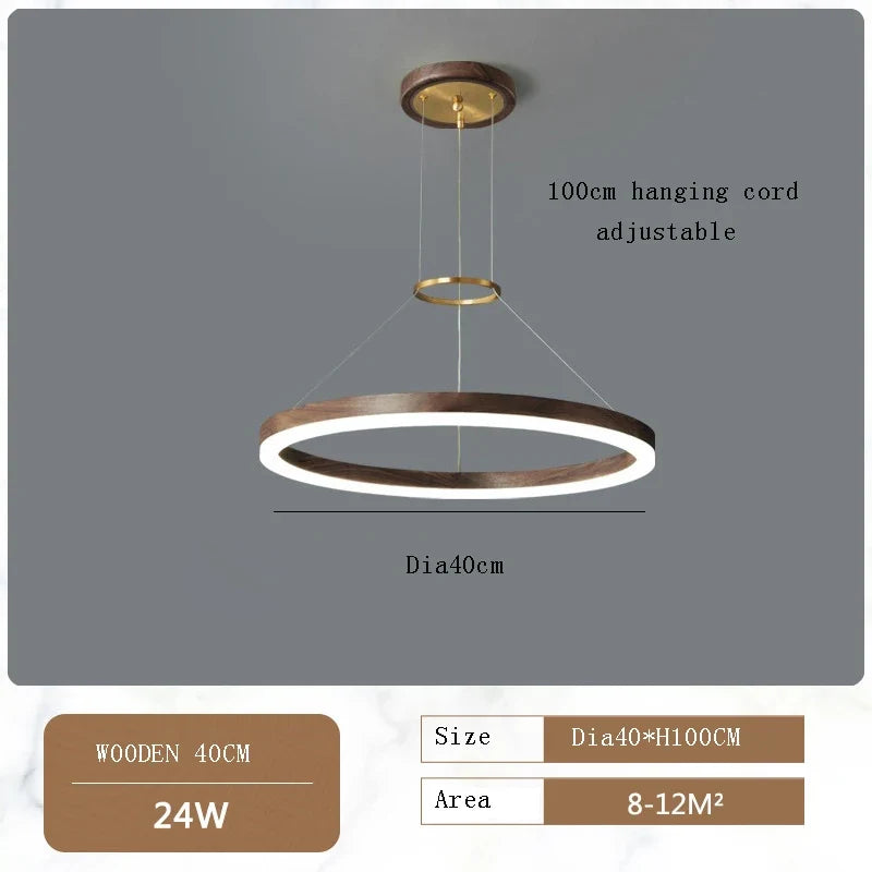 lustre Bois massif Led moderne noyer noir décoration maison