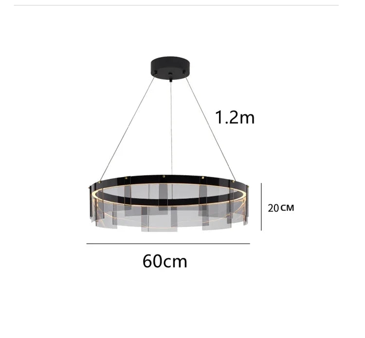 lustre design led en verre stratos pour intérieur