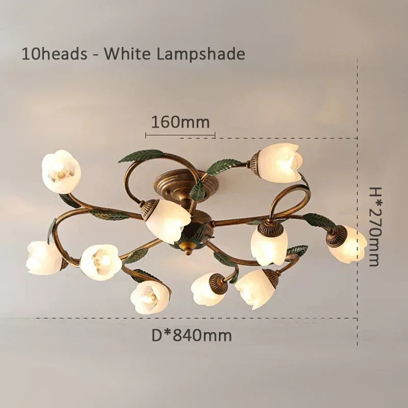 Plafonnier Led blanc fleur campagne française déco intérieur Villa salon couloir style américain