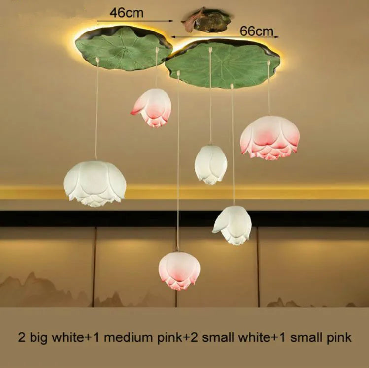 Suspension fleur Lotus style rétro LED