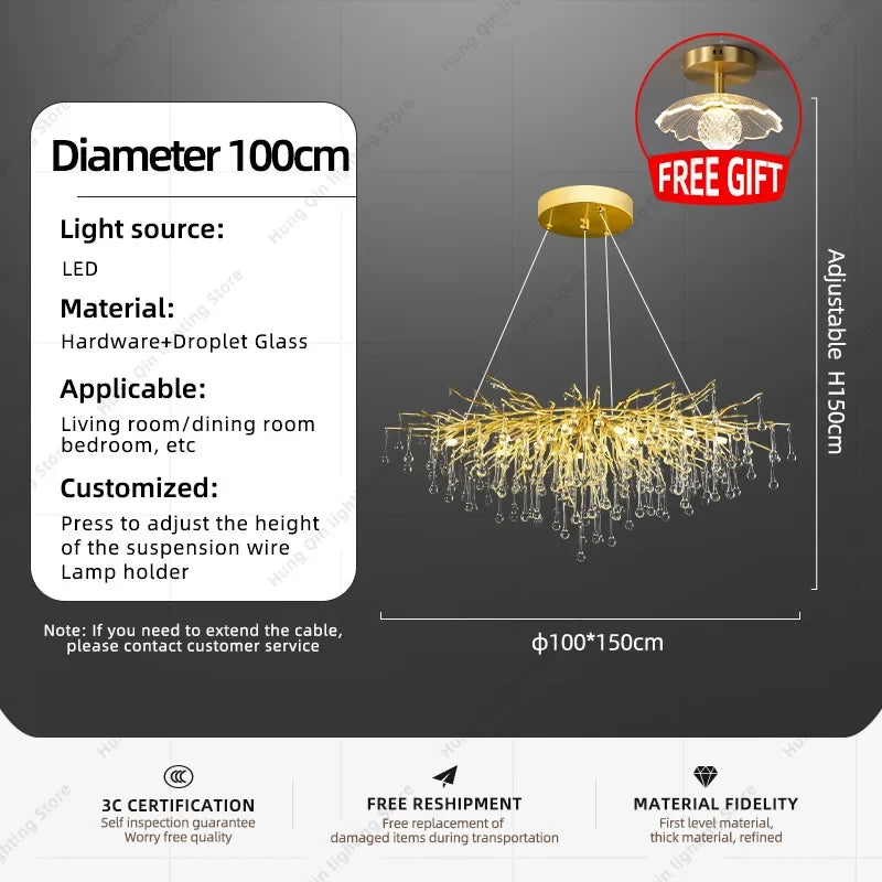 lustre suspendu en cristal design pour intérieur élégant