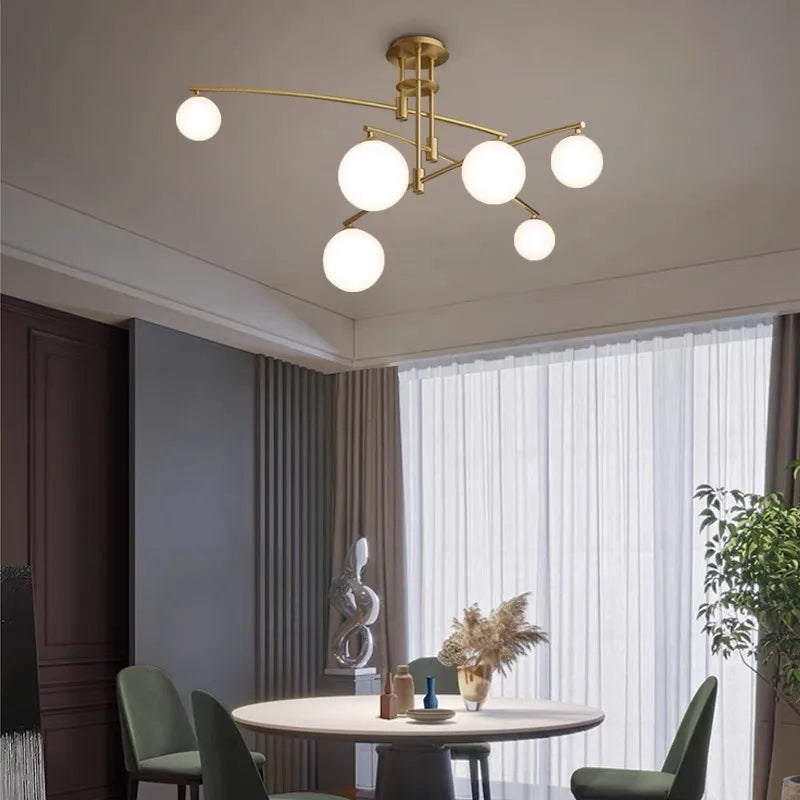lustre moderne en verre style nordique pour décoration intérieure