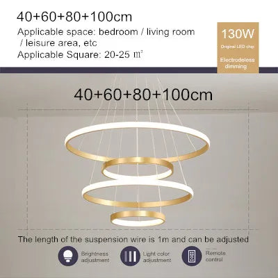 lustre moderne style nordique avec télécommande et anneau lumineux