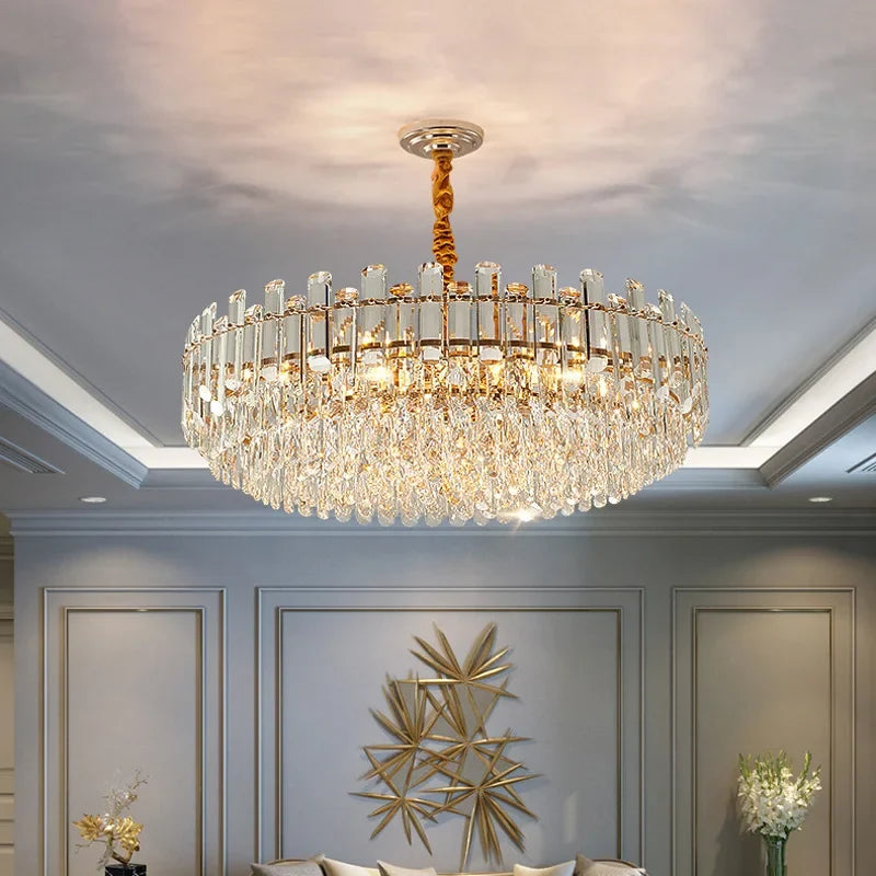 lustre led de luxe en cristal moderne 	 en stock