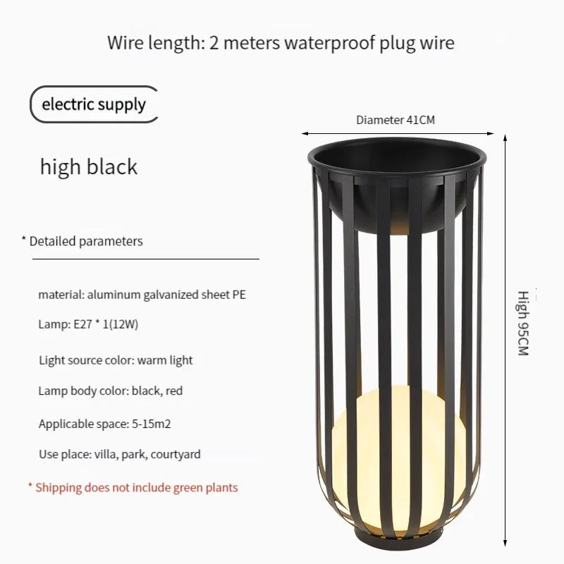 Lampadaire solaire de jardin lampe nordique en pot de fleurs pour Villa cour cour passerelle couloir décor extérieur IP65 éclairage étanche