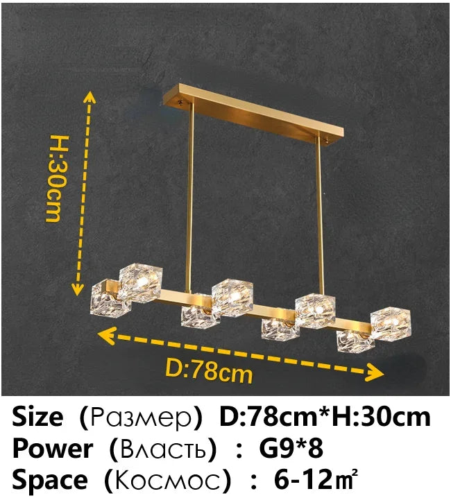 Modern Ceiling Crystal Chandelier Table, Restaurant, Kitchen Bar LED Chandelier Minimalist Home Decoration Light Luxury Crystal