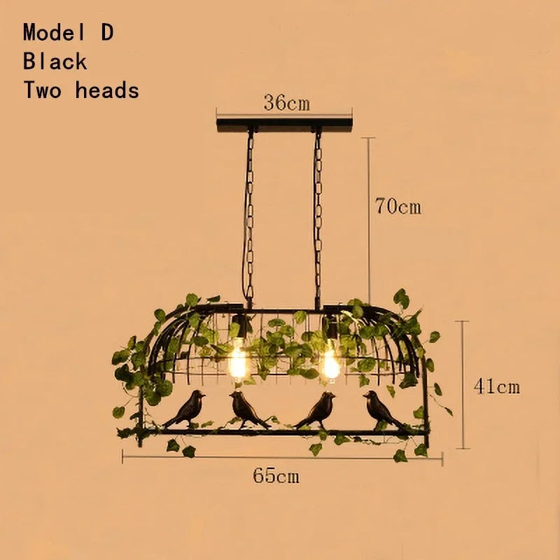 Retro Industrial Ceiling Chandelier Metal Bird Cage Hanging Lamp Suspension Pendant Light