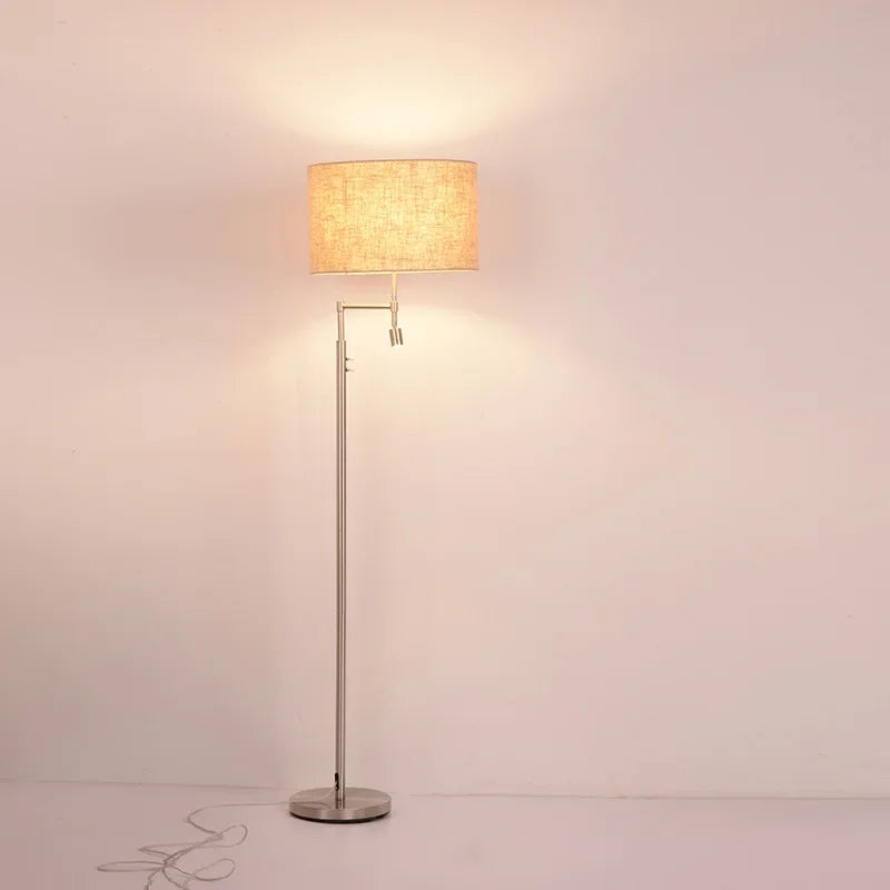 Lampadaire art déco en laiton et abat-jour en lin — Cannelle
