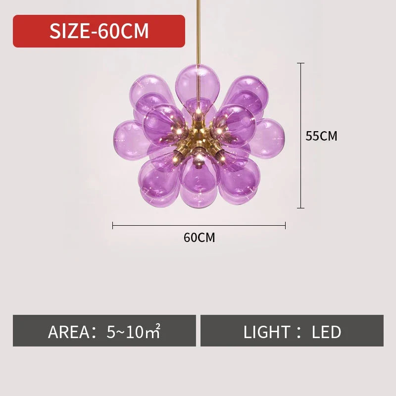 lustre nordique boule verre led décoration maison suspendu