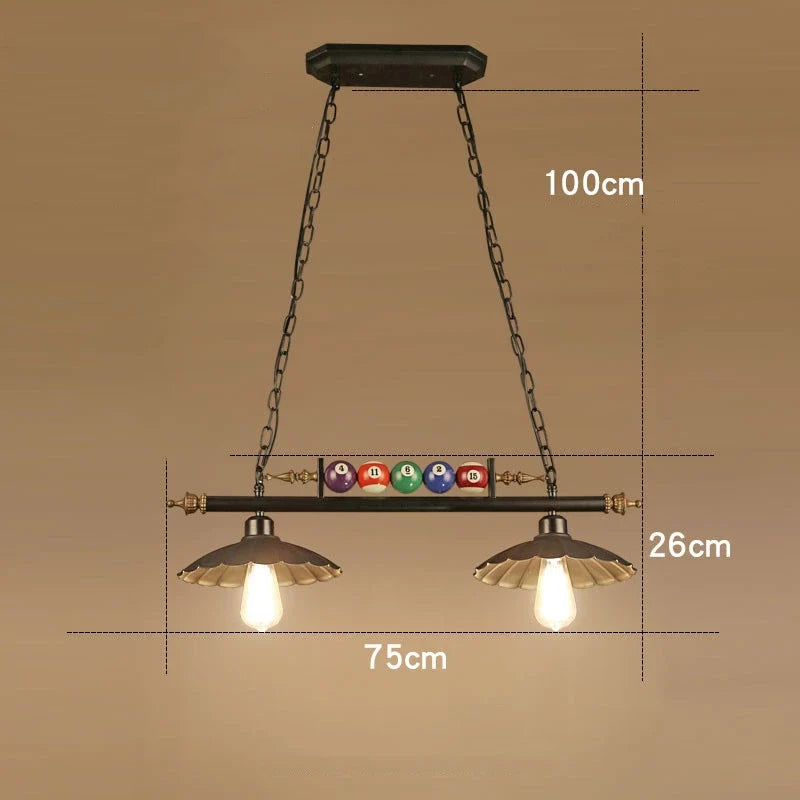 lustre vintage industriel en forme de boule de billard avec abat-jour en verre