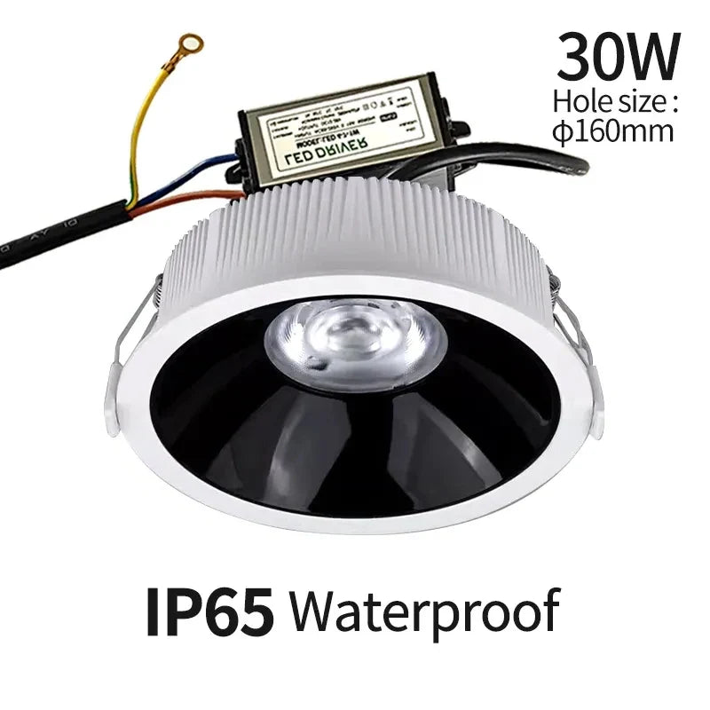Downlight impermeável IP65LED, umidade e névoa, cozinha banheiro e vaso sanitário holofotes, beirais ao ar livre, AC 220V, 30W,