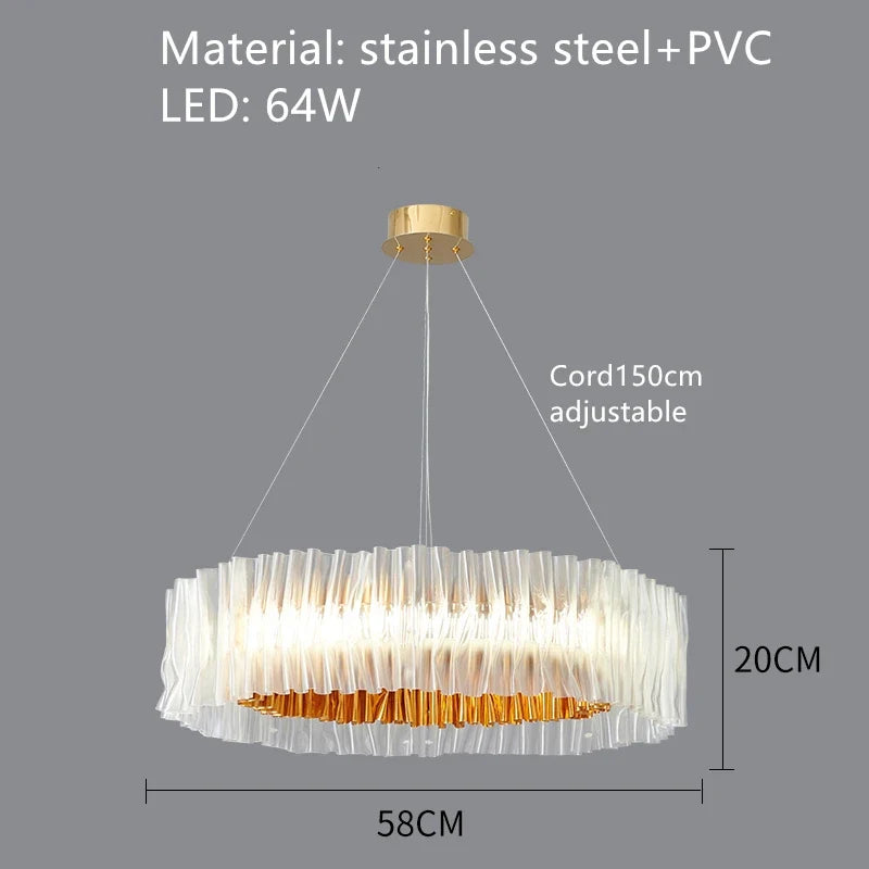 suspension design en pvc et acier inoxydable pour espaces intérieurs