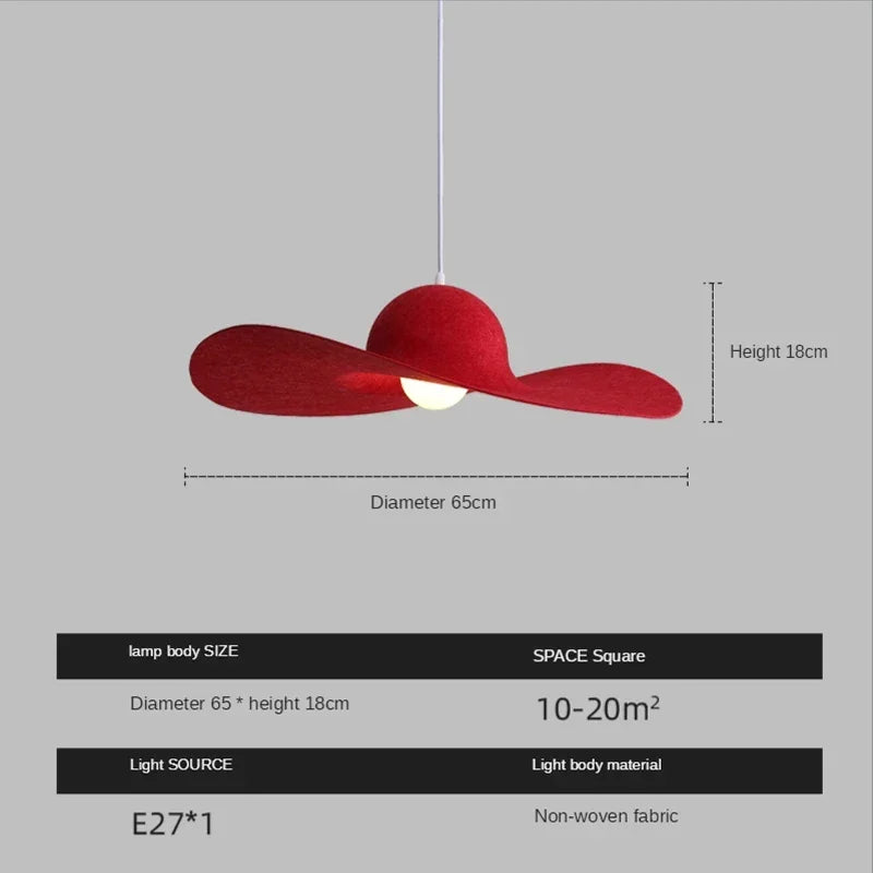 Felt Pendant Lamps Nordic Hat Chandelier Ceiling Hanging Light for Living Dining Room Bedroom