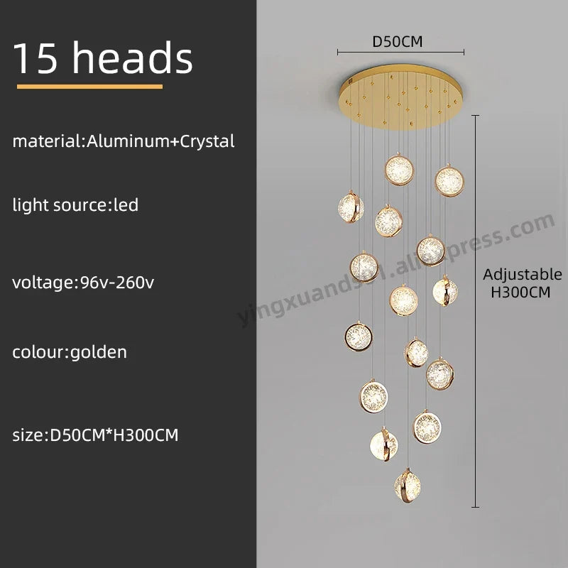 lustre rotatif design nordique en cristal pour éclairage intérieur