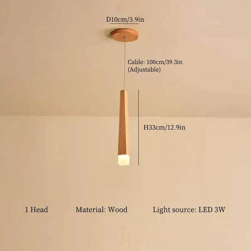 lustre à led en bois nordique pour décoration intérieure