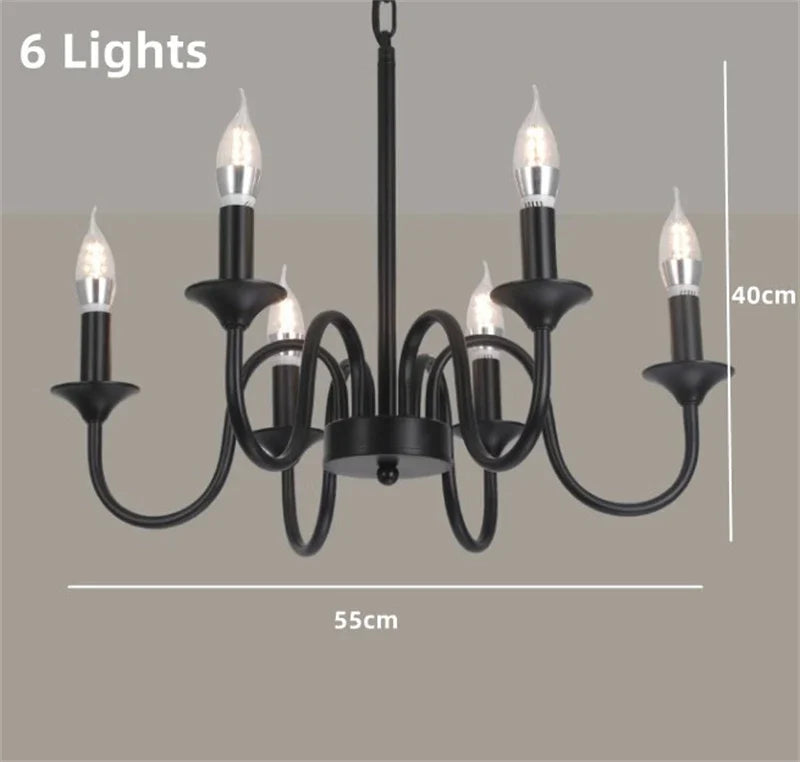 lustre rustique classique en fer pour décoration intérieure