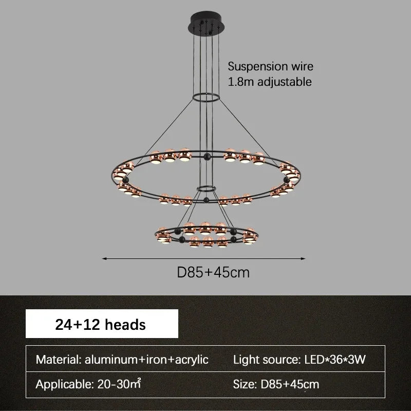 lustre led moderne en forme de haricot pour salon luxueux