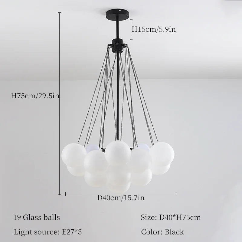 lustre moderne en verre bulles blanches pour décoration maison