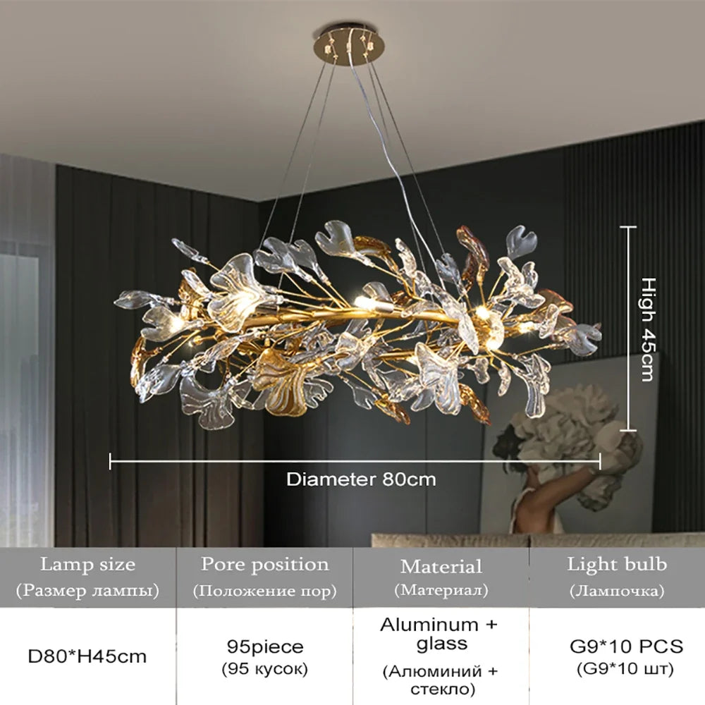 Lustres de conception nordique feuilles de verre émaillées suspension pour hôtel salon salle à manger chambre Art hall décoration lustre