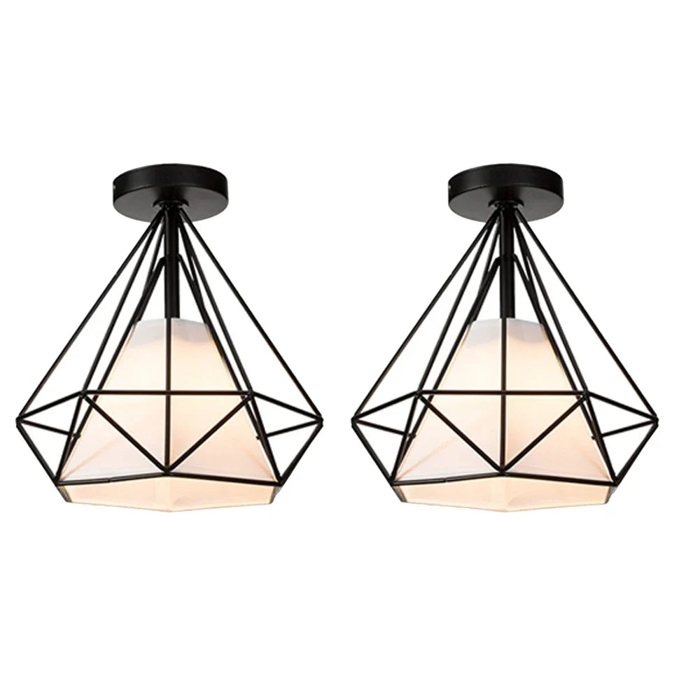 plafonnier industriel rétro led cage métal vintage luminaire